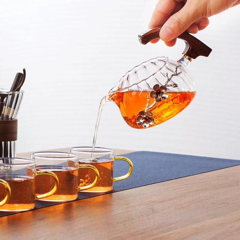 Creative Tea Toad Shape Teapot Automatic Tea Maker Pu'er Oolong Teapot And Cup Set Heat-resistant Glass Teapot Holder Base