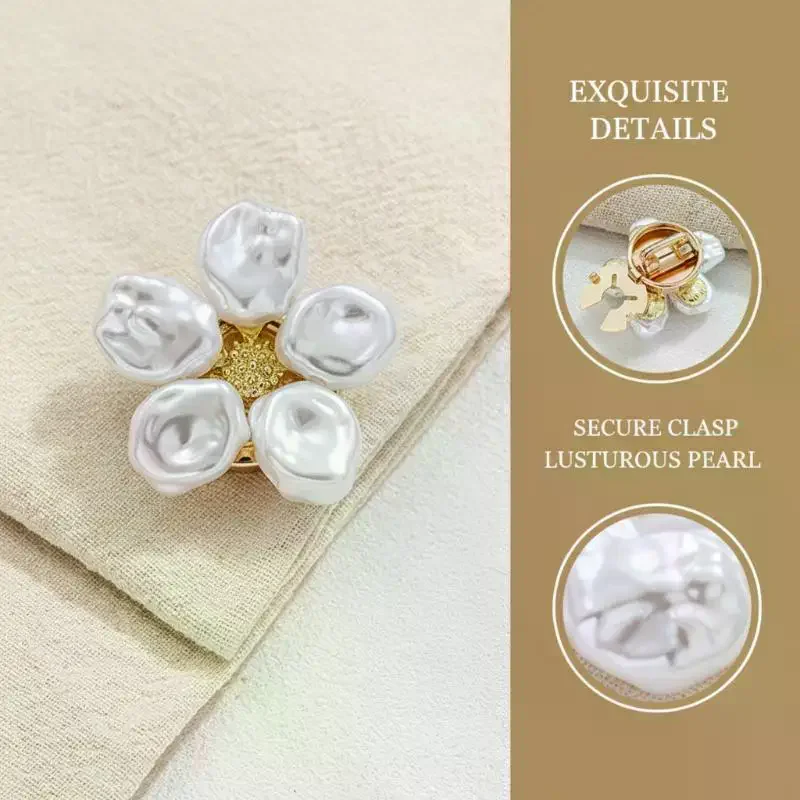 Fashion Alloy Pearl Button Covers Shirt Sleeve Cufflinks Flower Collar Clips Decorative Elegant Accessories