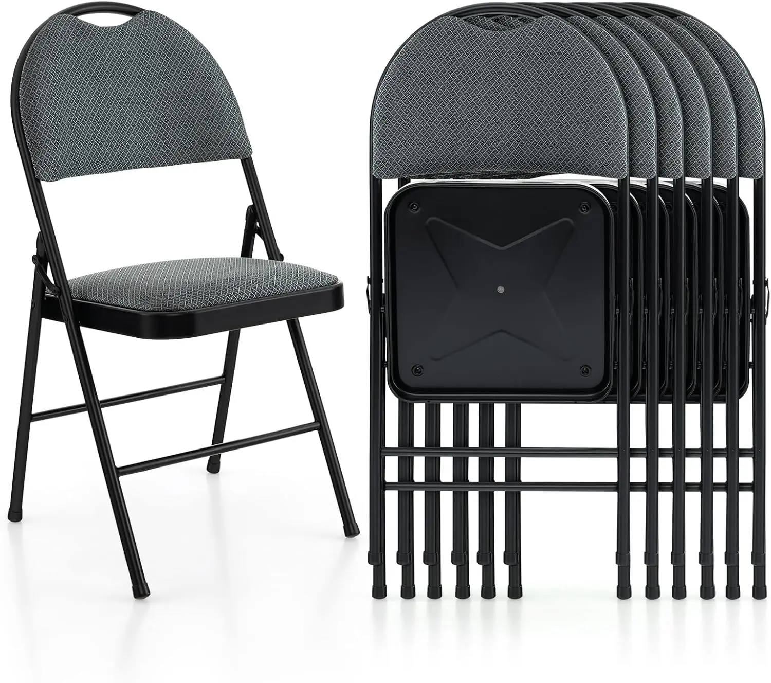 

Folding Chairs 6 Pack, Foldable Chair Set With Padded, Handle Hole And Metal Frame Dining Chair Set For Indoor And Outdoor,