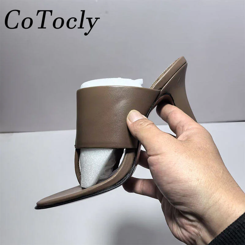 جديد عالية الكعب النعال امرأة جلد طبيعي قرصة تو الوجه يتخبط المرأة الصيف الشرائح الحديثة امرأة