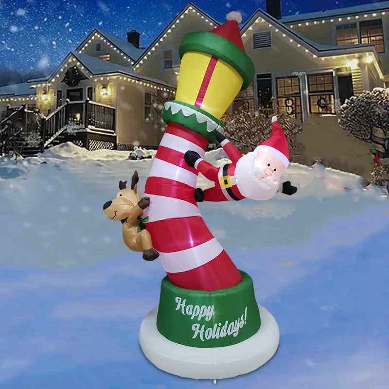 

Christmas supplies LED luminous Santa elk climbing crooked lighthouse inflatable air mold decorative ornament