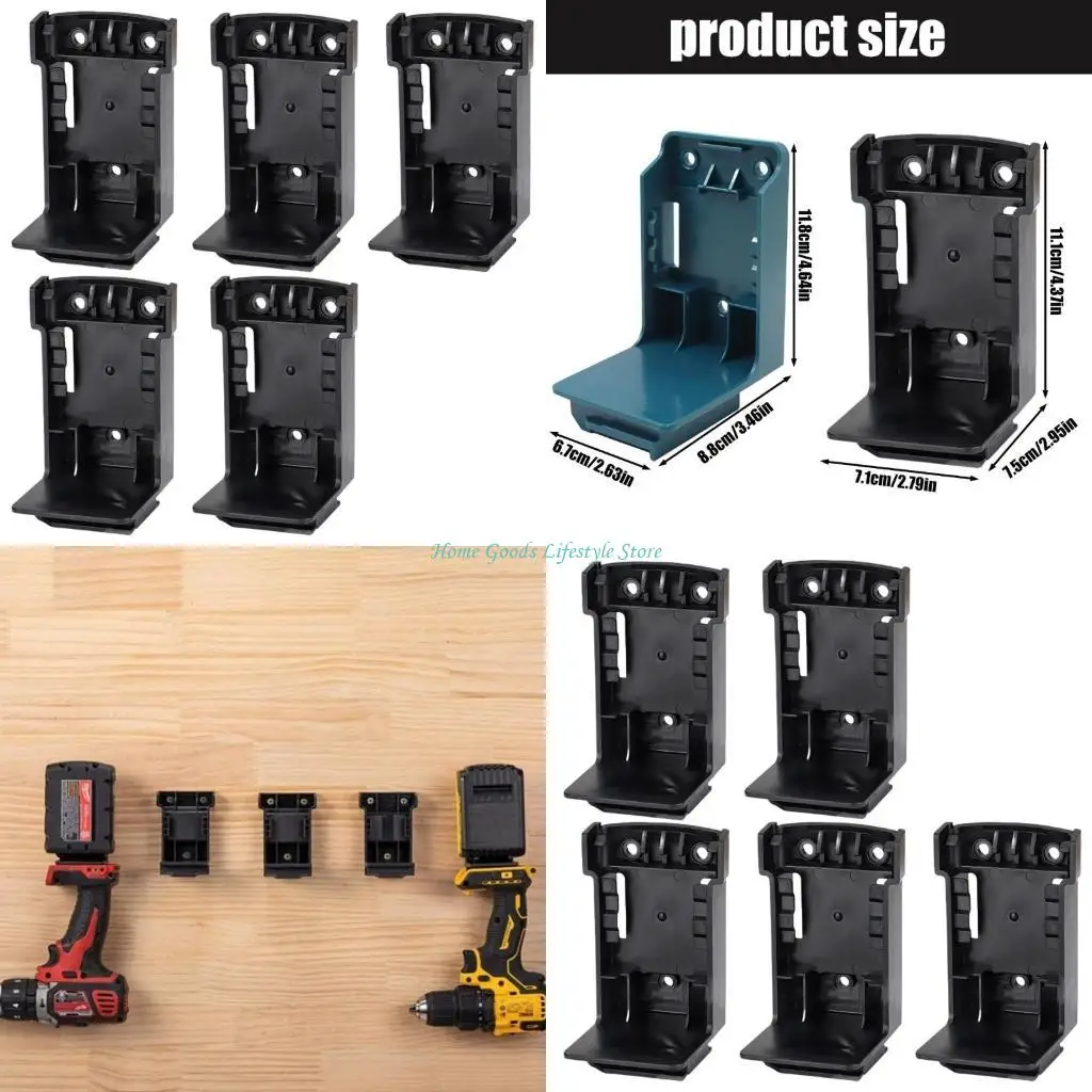 E74E 2 in 1 Secure Battery Wall Mounting & Electric Tool Bracket for Homeowner Workshop Operators Convenient Storage Solution