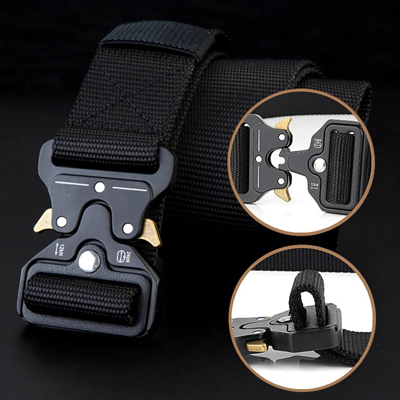 Men\'s Belt Outdoor Compass Tactical Multi-Function Combat Survival Canvas For Nylon Male Luxury Belts Neutral Belts