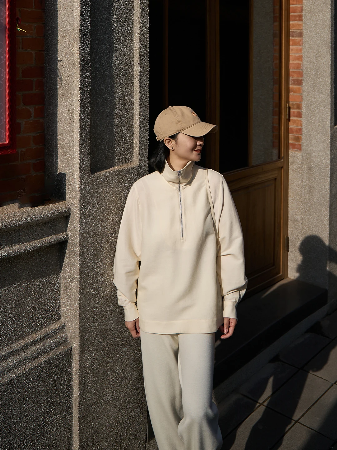 

TOFOD Шерстяной трикотажный топ на молнии, свободный, повседневный, мягкий, женский, модный, весенний, с воротником-стойкой, длинный рукав, однотонный