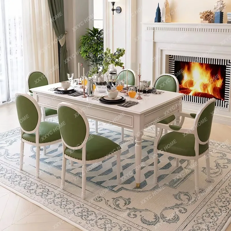 JLight luxury white dining table 1.2 meters 1.4 meters 1.6 meters, one table and four chairs with drawers