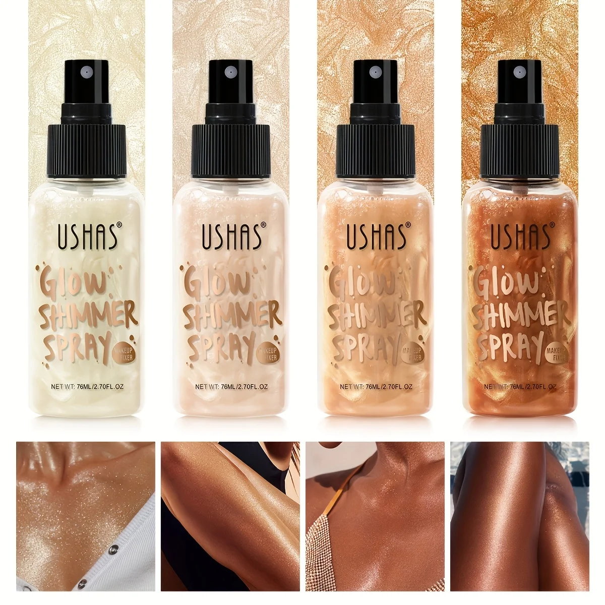 USHAS Liquid Highlighter Spray Fine Shimmer Highlighter Brighten the Skin and Creates a Shiny Makeup