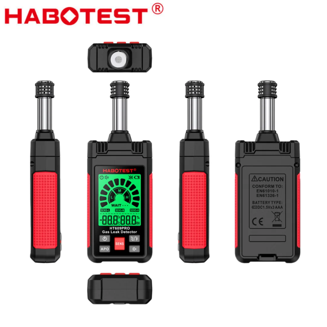 Детектор утечки газа HABOTEST, детектор горючих газов, тестер утечки метана и пропана, измеритель температуры и влажности, звуковая сигнализация HT609PRO