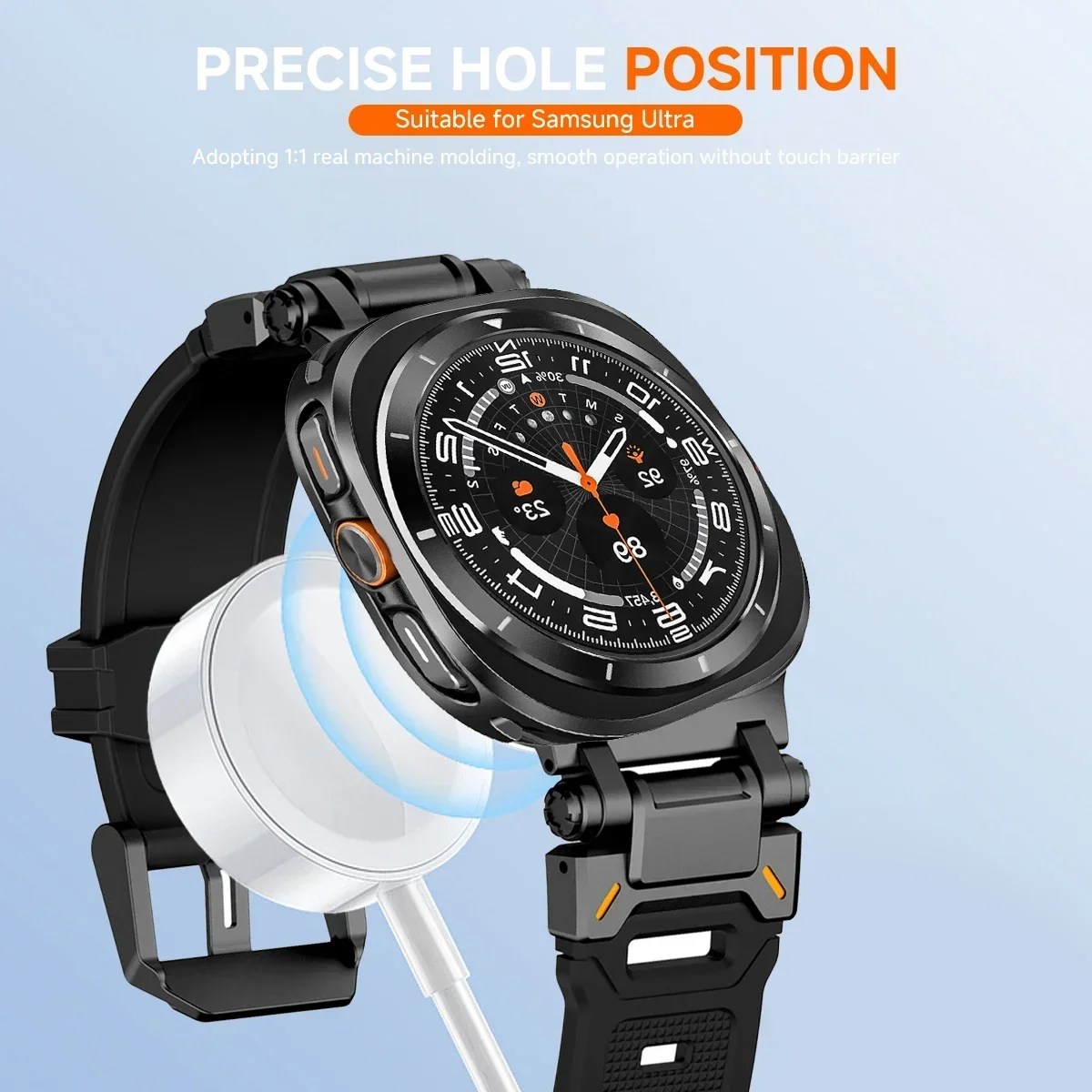 Metal Case+Silicone Strap for Samsung Galaxy Watch 7 Ultra 47mm Metal Protective Case Cover Sport Bracelet for Galaxy Ultra 47mm