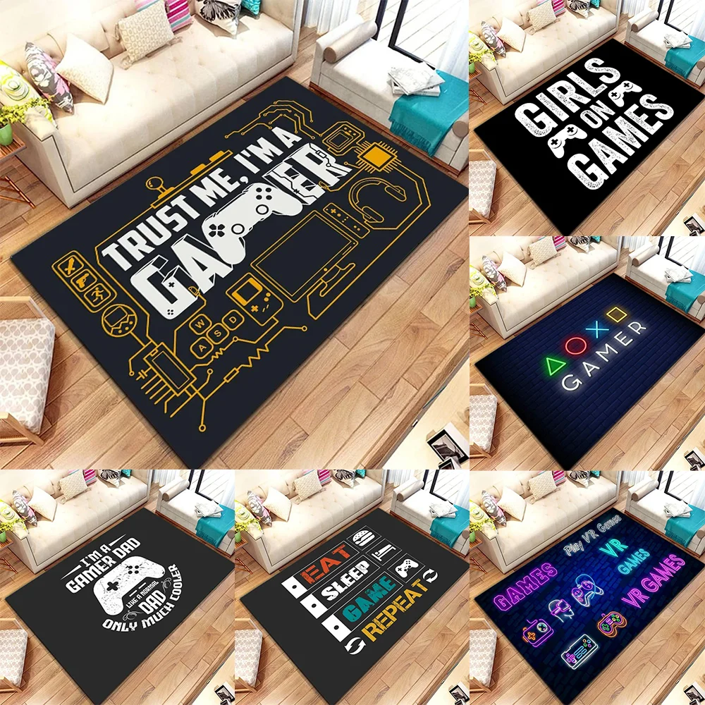 Gamer Carpet Funny Black Game Controller Mats for Children Soft Rug Room Gaming Anime Gamer Chair Rug Large Rug Living Room Boys