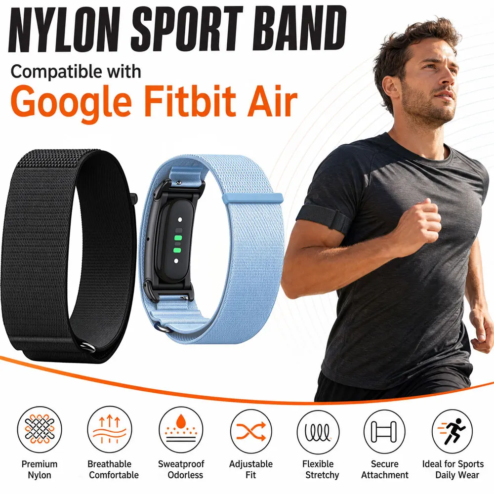 Nylon Wrist/Armband for Google Fitbit Air Strap Sports Woven Strap Fitness Tracker Upper Arm Bicep Band  for Google Fitbit Air