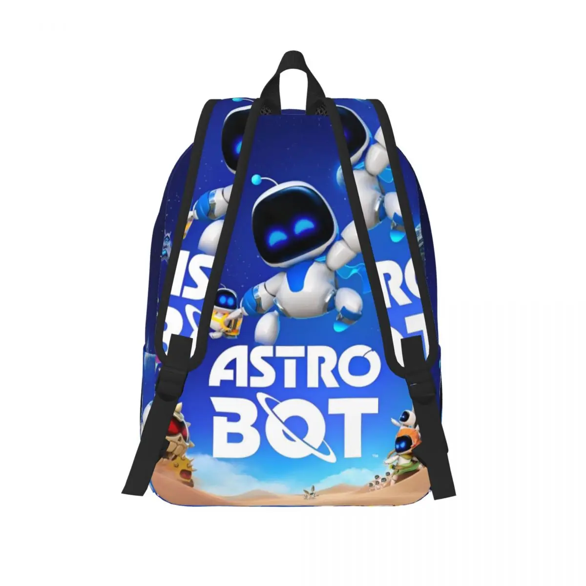 Astrobots jogo mochila para homens mulheres moda ensino médio caminhadas viagem daypack portátil bolsa de ombro presente