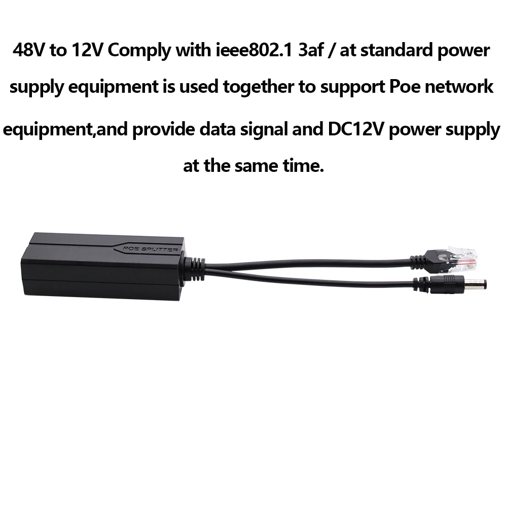 POE Splitter 48V to 12V/5V IEEE 802.3af Output Power Over Ethernet Splitter Adapter  Security System (Plug and Play)