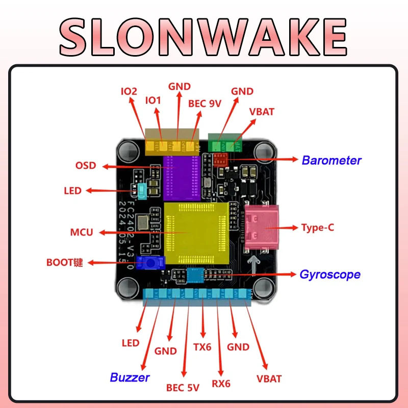 SLONWAKE F405 F405HD/FC2402 F405 V3 controlador de vuelo/F4 V3S Plus FC + 60A 4 en 1 pilas ESC 30,5*30,5mm para RC Dron Racer FPV