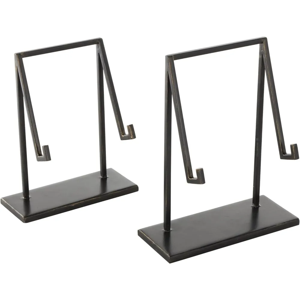 مجموعة حامل عرض معدني تجريدي حديث مكونة من قطعتين، حامل طاولة أسود لتزيين الصور الفنية #4
