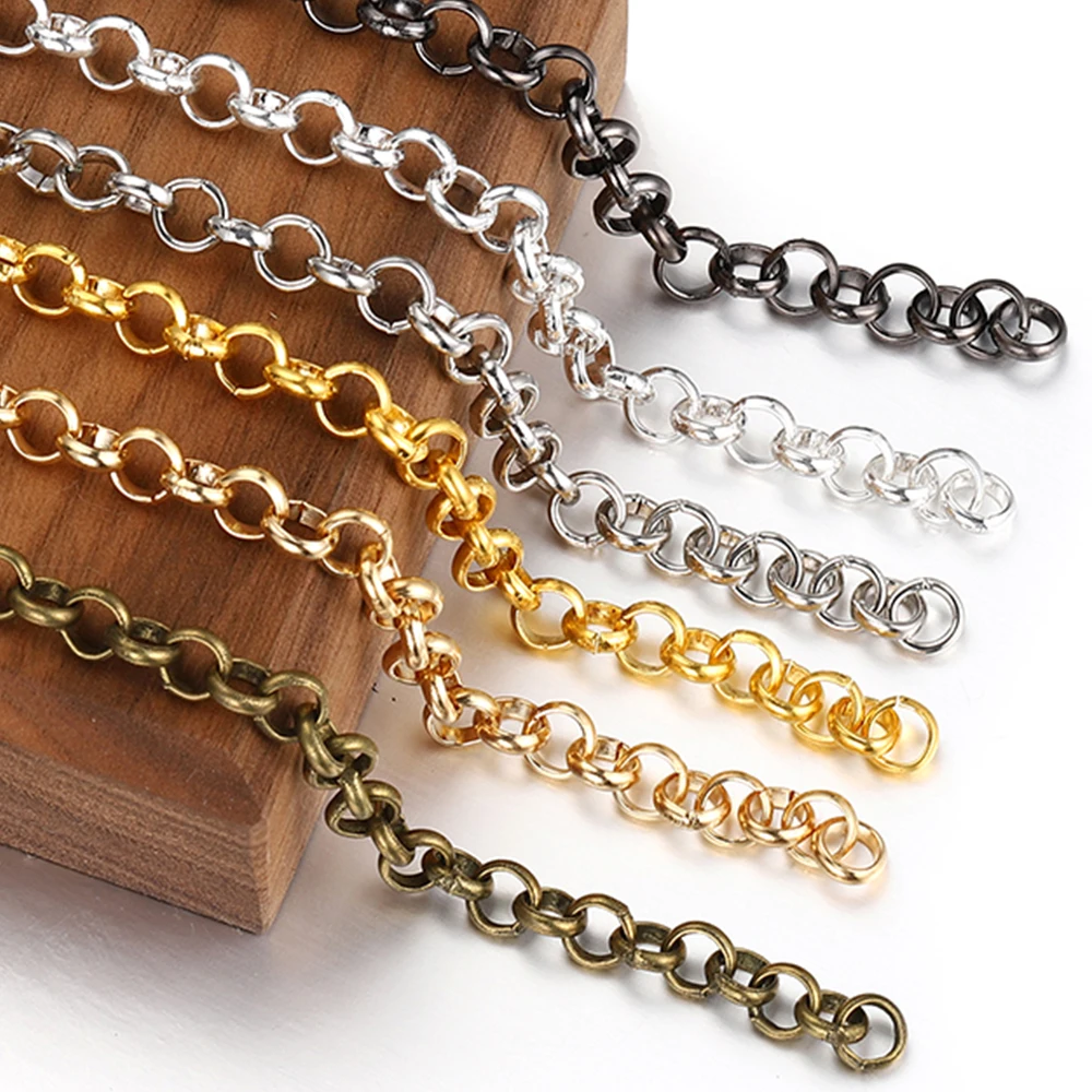 2 Meter 3,2/4,8/5,8mm Runde O-förmige Metallkette für DIY Halsketten Armbänder Kleidung Schmuckherstellung Zubehör Großhandel