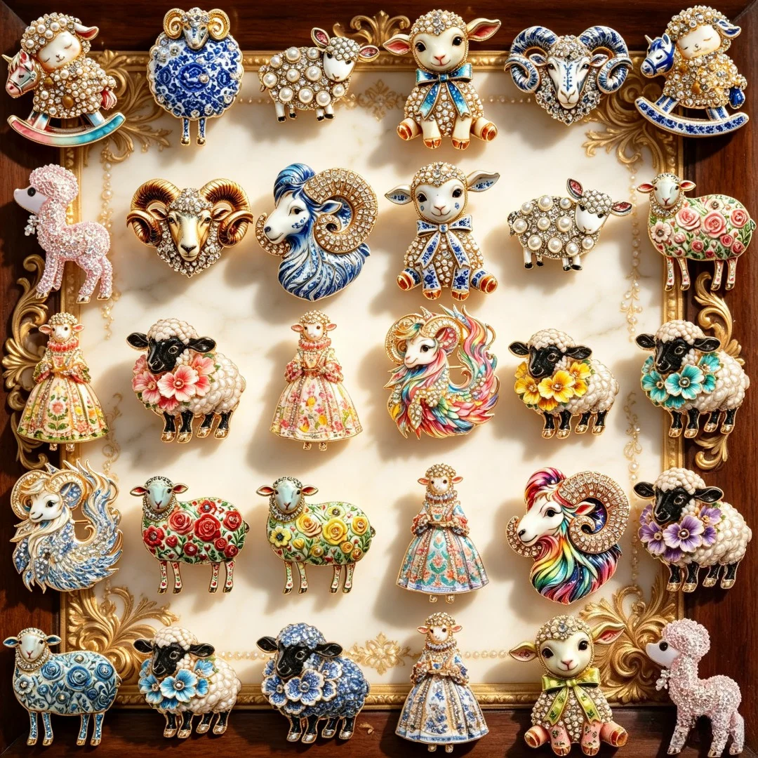 Baroque Luxury Sheep-Themed Brooches for Men and Women, Jewelry, Fashion Accessories, and Surprise Party Gifts for Couples