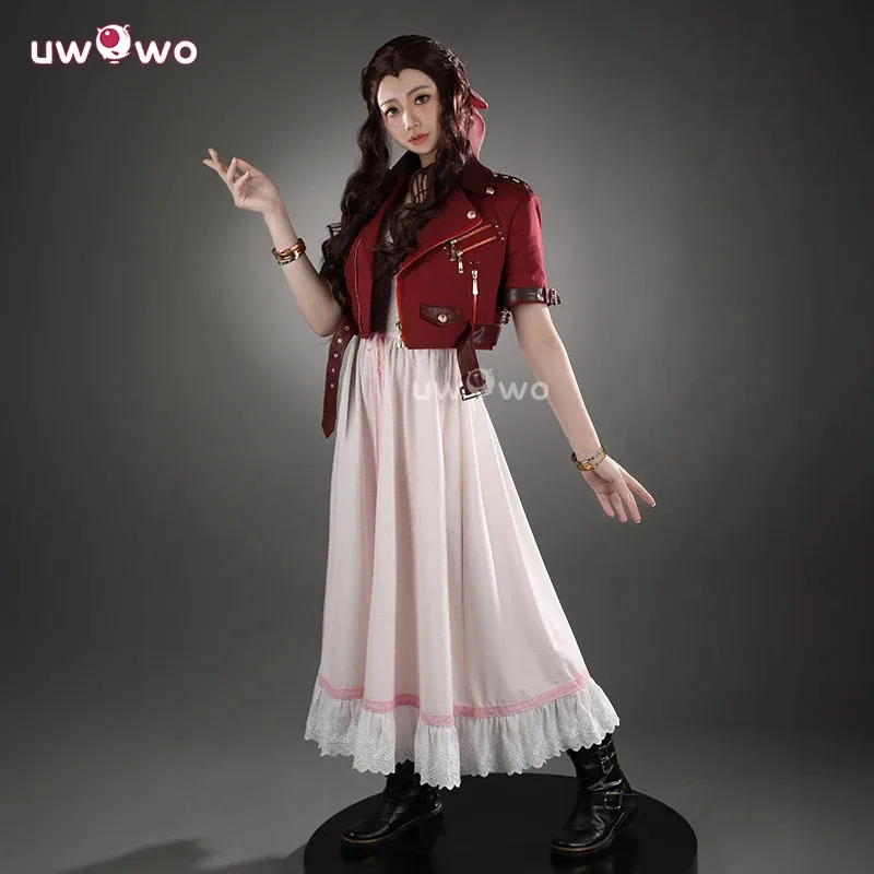 

UWOWO Collab Series: Finall Fantasyy 7 Rebirthhh FF- 7 Aerithh Cosplay Costume Pink Dress Cosplay Long Dress