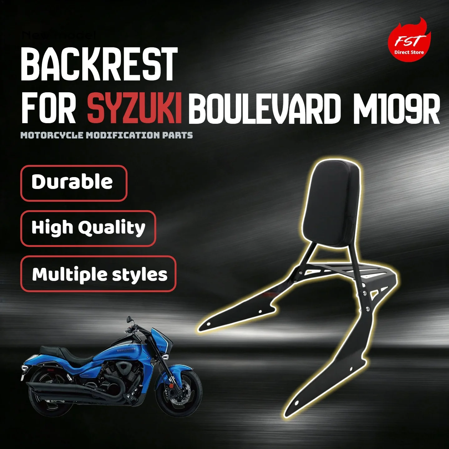 For Suzuki Boulevard M109R VZR1800 Boss Motorcycle Rear Backrest With Luggage Rack Modification Parts