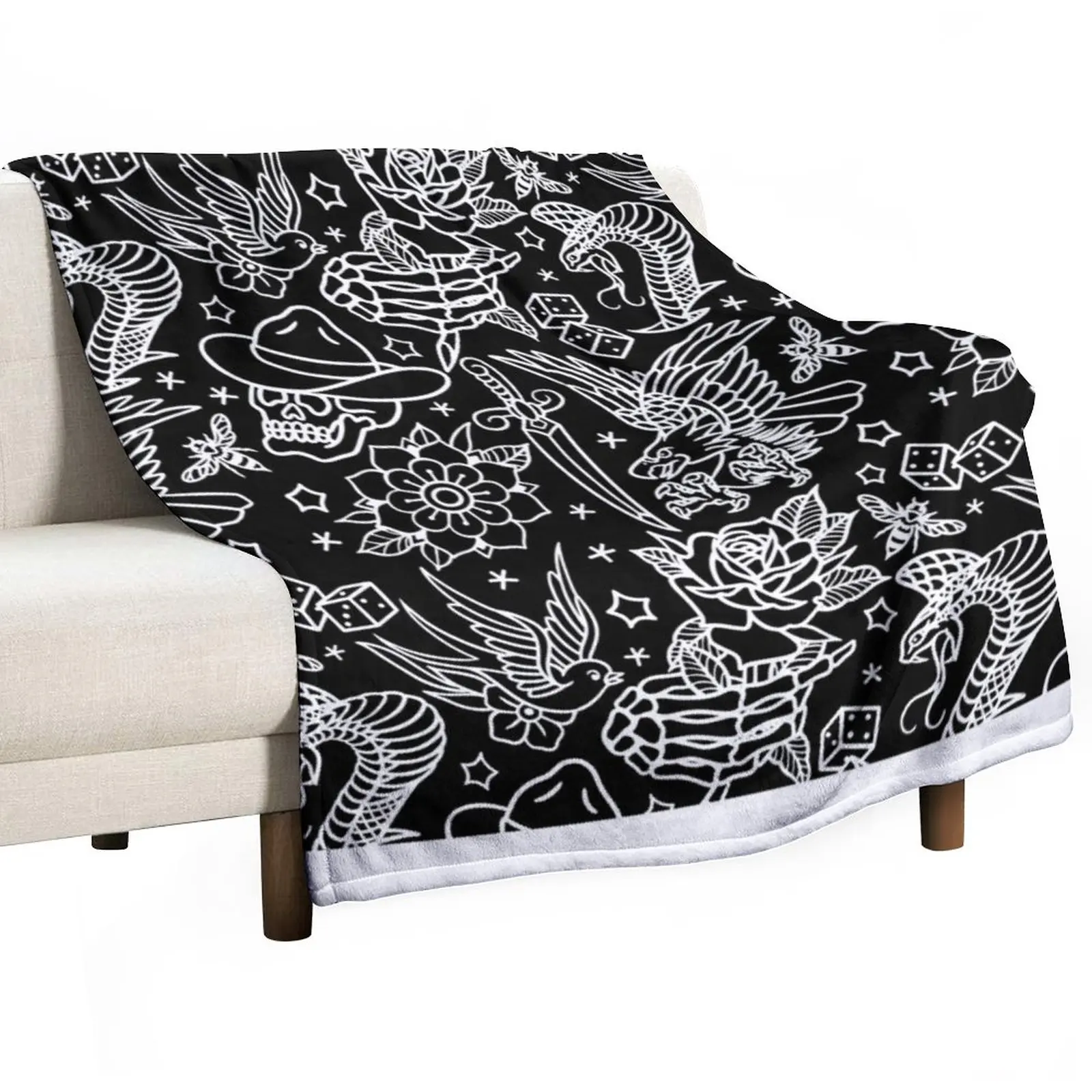 

American Traditional Tattoo Flash Print Throw Blanket Custom Blanket Comforter Blanket Sofa Quilt