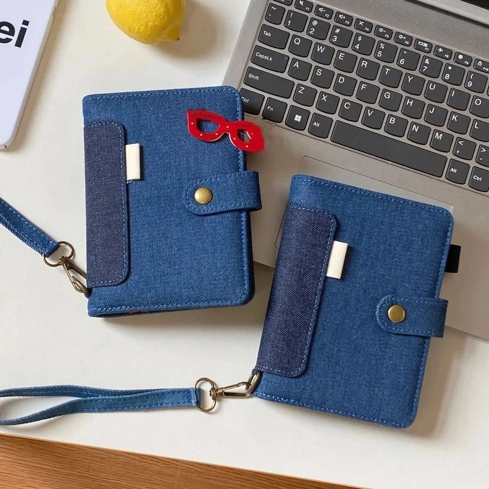 Portable A7 Retro Denim Notebook Loose Leaf Refillable Binder Notebook Reusable Casing Thick Paper Student Slabs Friend