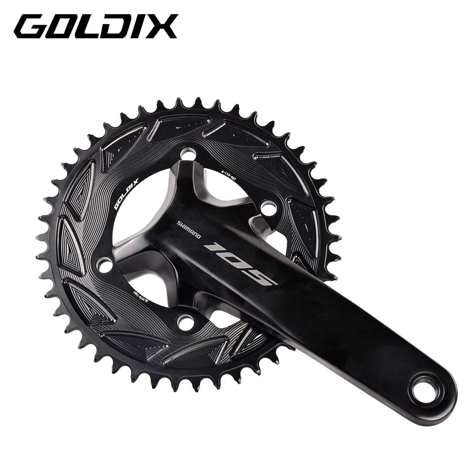 

GOLDIX 3mm Offset 110BCD 4 Bolt Chainring AERO Disc X110BCD 4-Bolt Sprocket for SHIMANO R7000 R7100 R8100 R9200 110BCD Crank