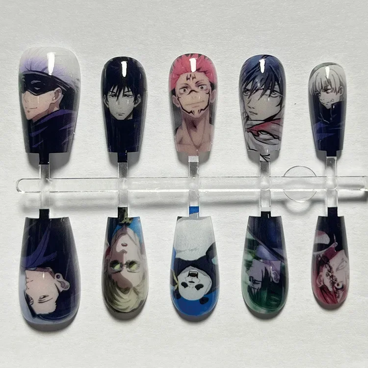 Cool Anime Fushiguo Megumi Decals Press on Nails Ultra-thin and Comfortable Fashion Satoru Gojo Patterned Empowering Nail Decade