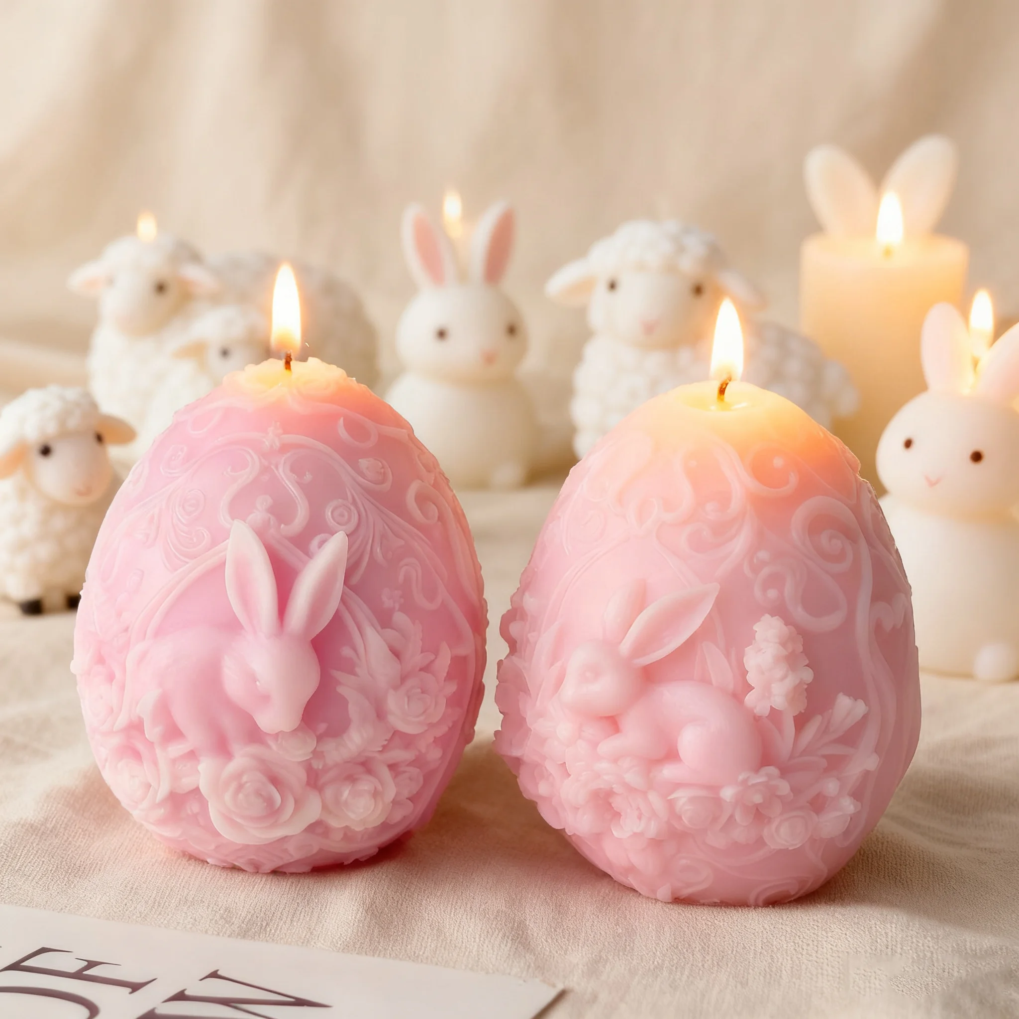 

Easter Bunny Egg Silicone Mold Rabbit Floral Pattern Aromatherapy Candle Resin Plaster Craft Mould for Easter Home Decor Gift