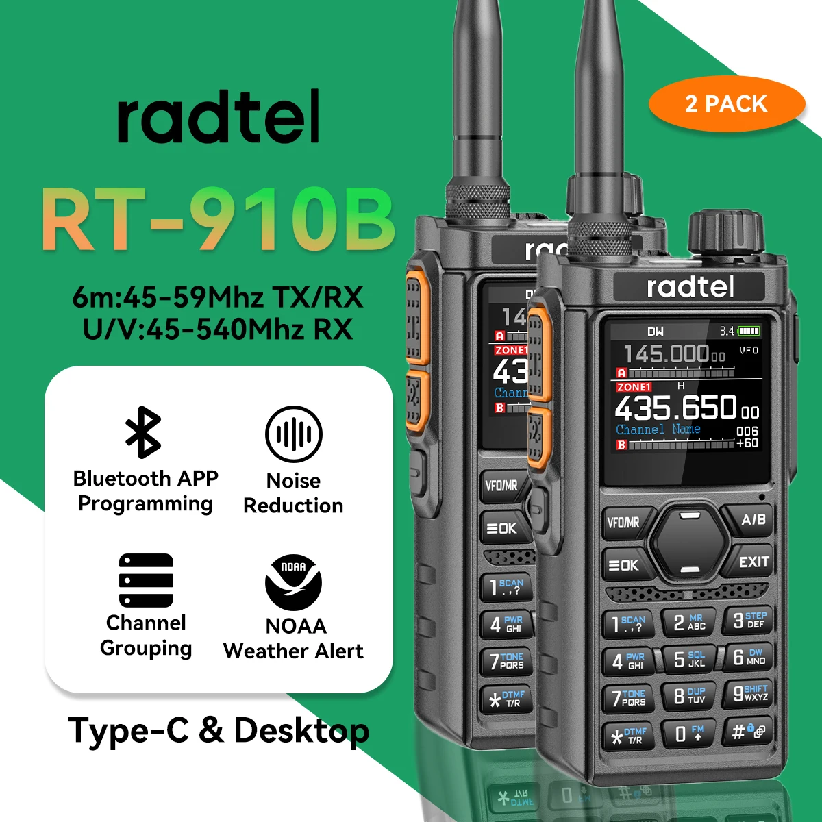 2Pcs Radtel RT-910B… - image