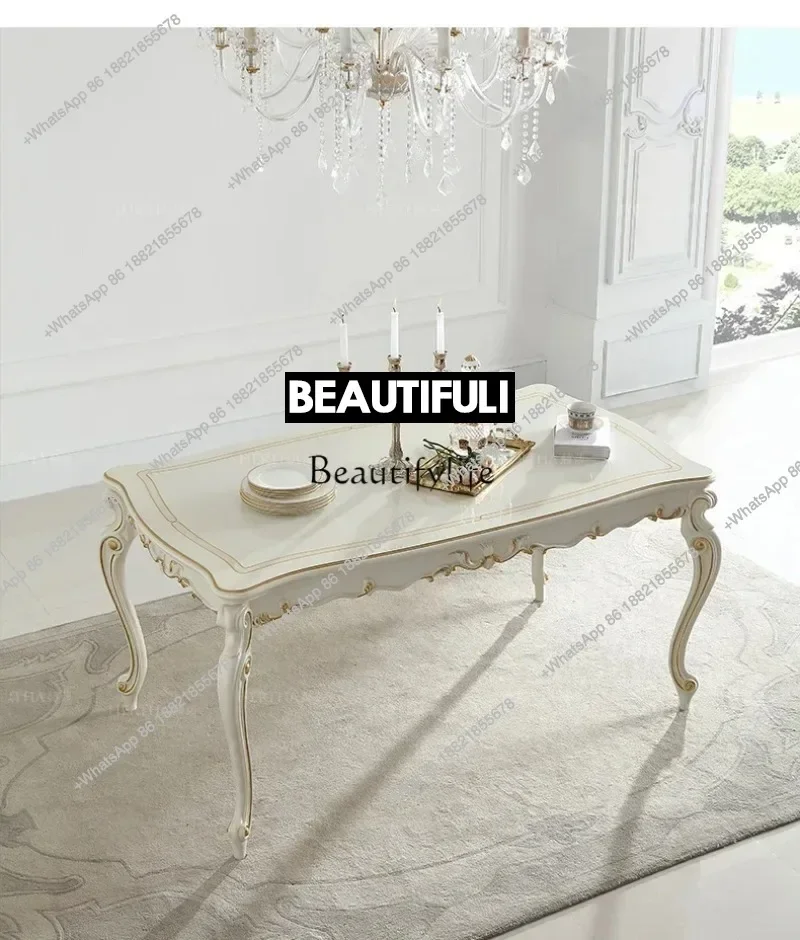 

French Pastoral Dining Table And Chair Combination Niche 1.6M Non-full Birch European Style