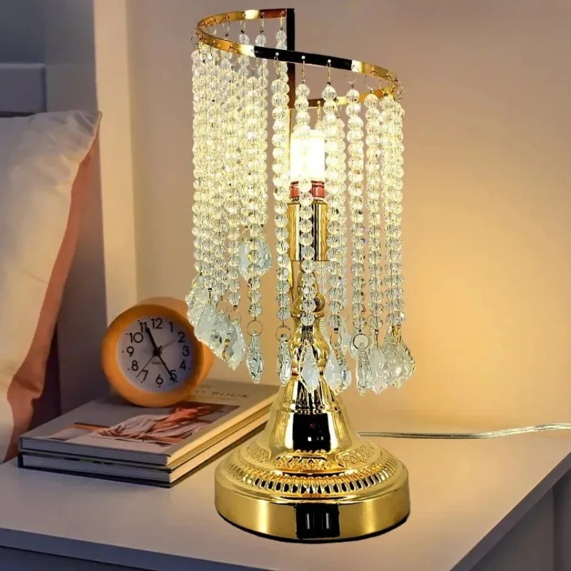 Creative Crystal Beaded Table Lamp Modern Classic Personality Bedroom Living Room Home Decor Bedside Desk Light Lighting Fixture