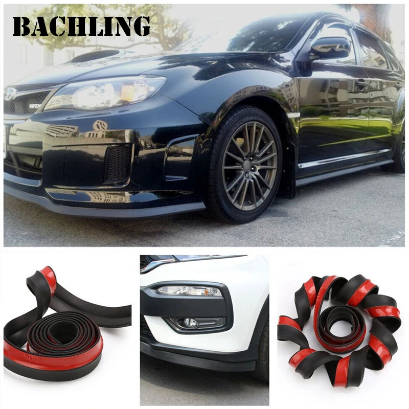 2.5M Universal Car Lip Skirt Protector Rubber Skirt Bumper Protector Car Front Bumper Lip Exterior Mouldings