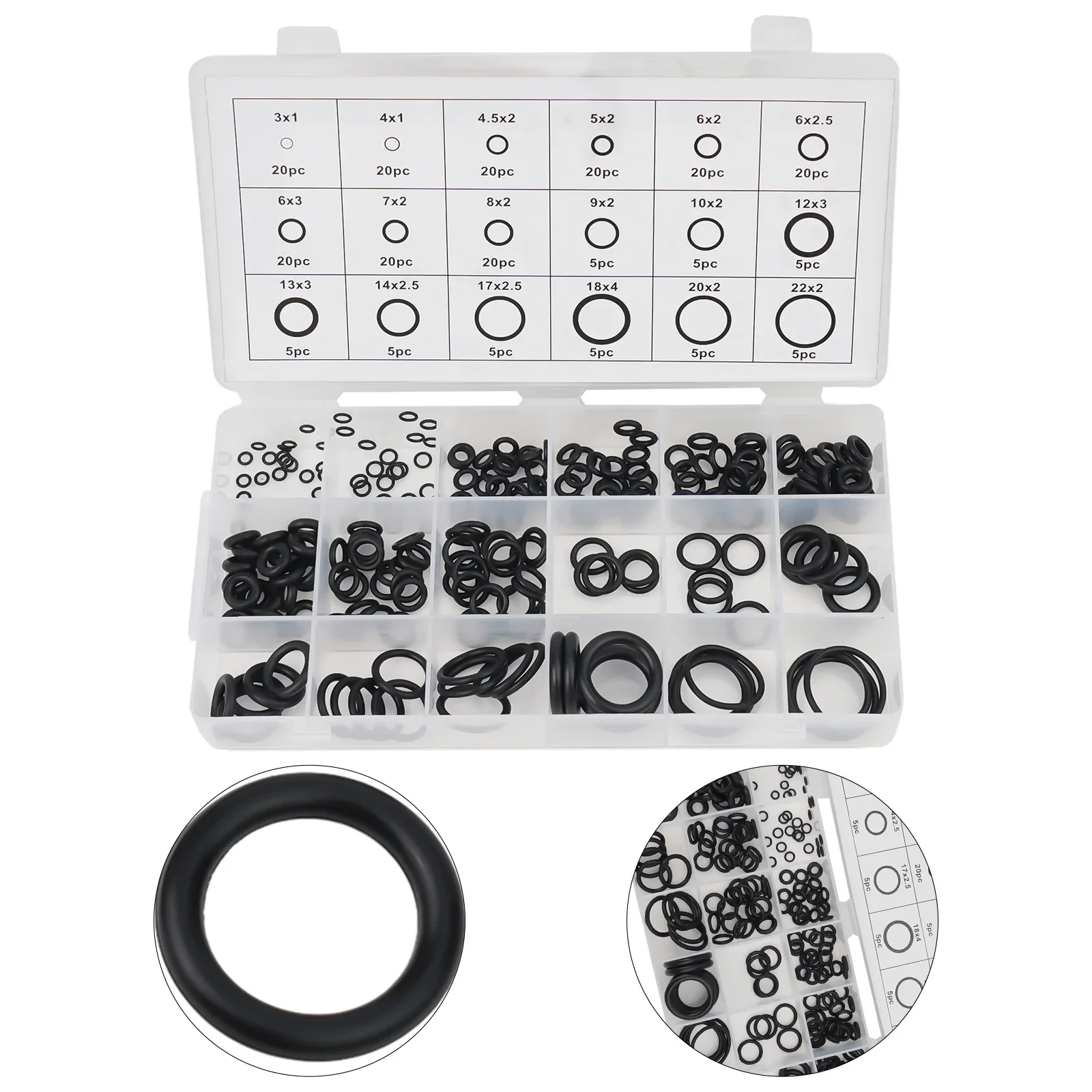 Rubber O Ring Kit 225 Pieces Containing 18 Sizes For Automotive Gas Air Electrical Appliances Bearings And Pump Maintenance