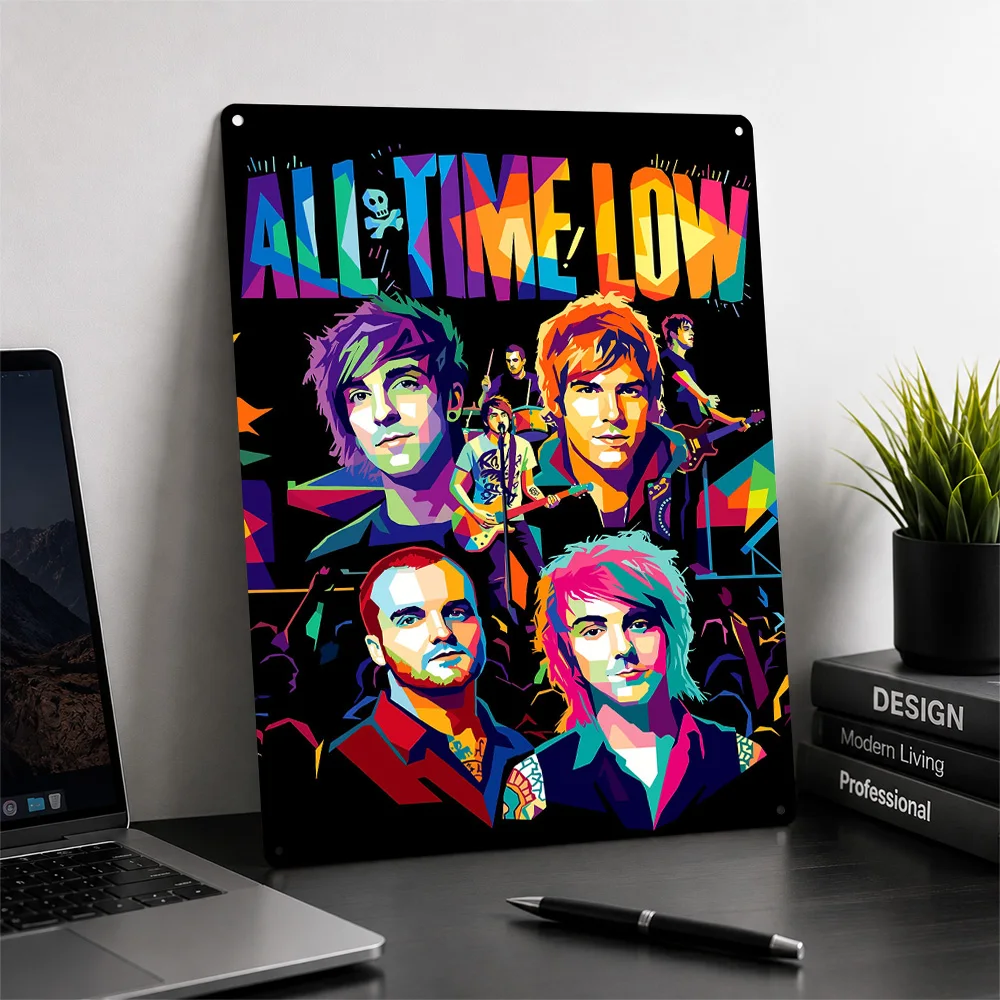 All Time Low Band Pop Art 3D Printed Texture Poster Personalized Wall Art Retro Metal Tin Signs for Article Decoration Room Home