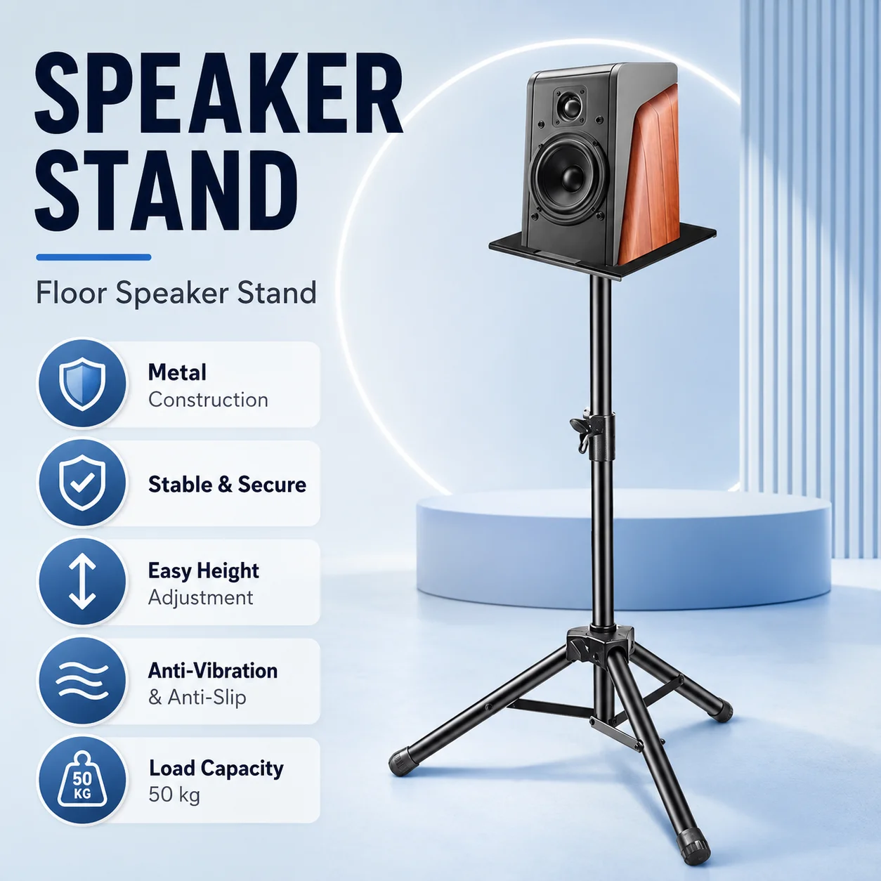 Thickened Metal Tray Tripod Stand Adjustable Portable Support for Projector Speaker Laptop Equipment Holder