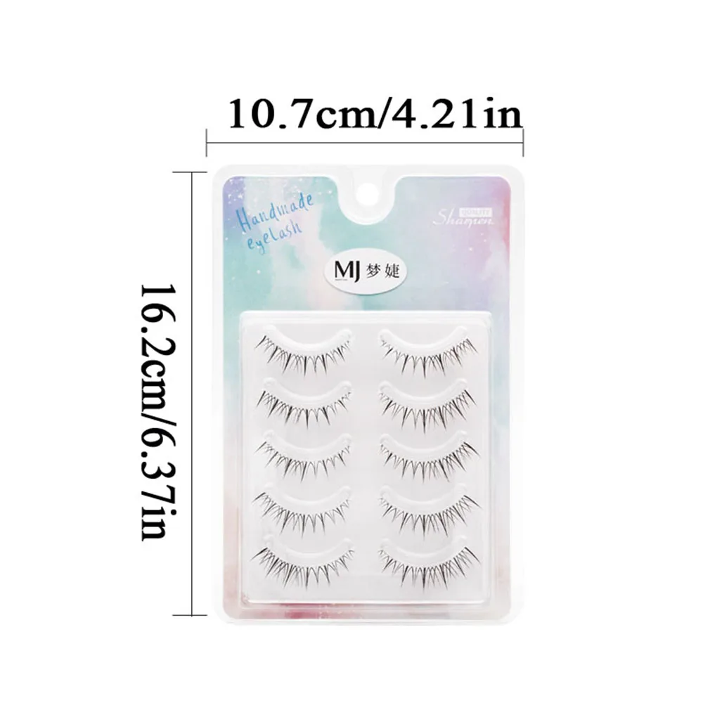 Neue 5 Paare koreanischen Stil falsche Wimpern 3d transparenten Stiel Manga Wimpern natürliche Augen Make-up Wimpern liefert Großhandel