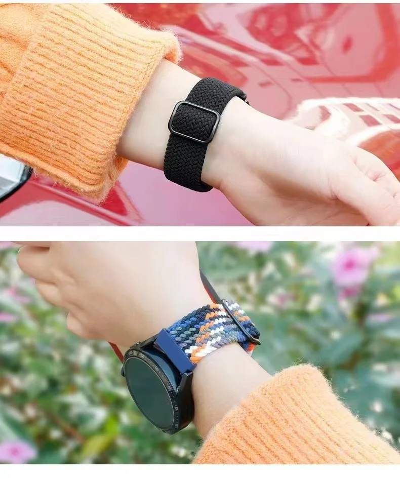 نايلون مضفر حزام لساعة سامسونج ، نسيج سوار ، معصمه ل Amazfit GTR ، GTS الفرقة ، 3 ، 4 ، 5 ، 6 ، هواوي ، 22 مللي متر ، 20 مللي متر