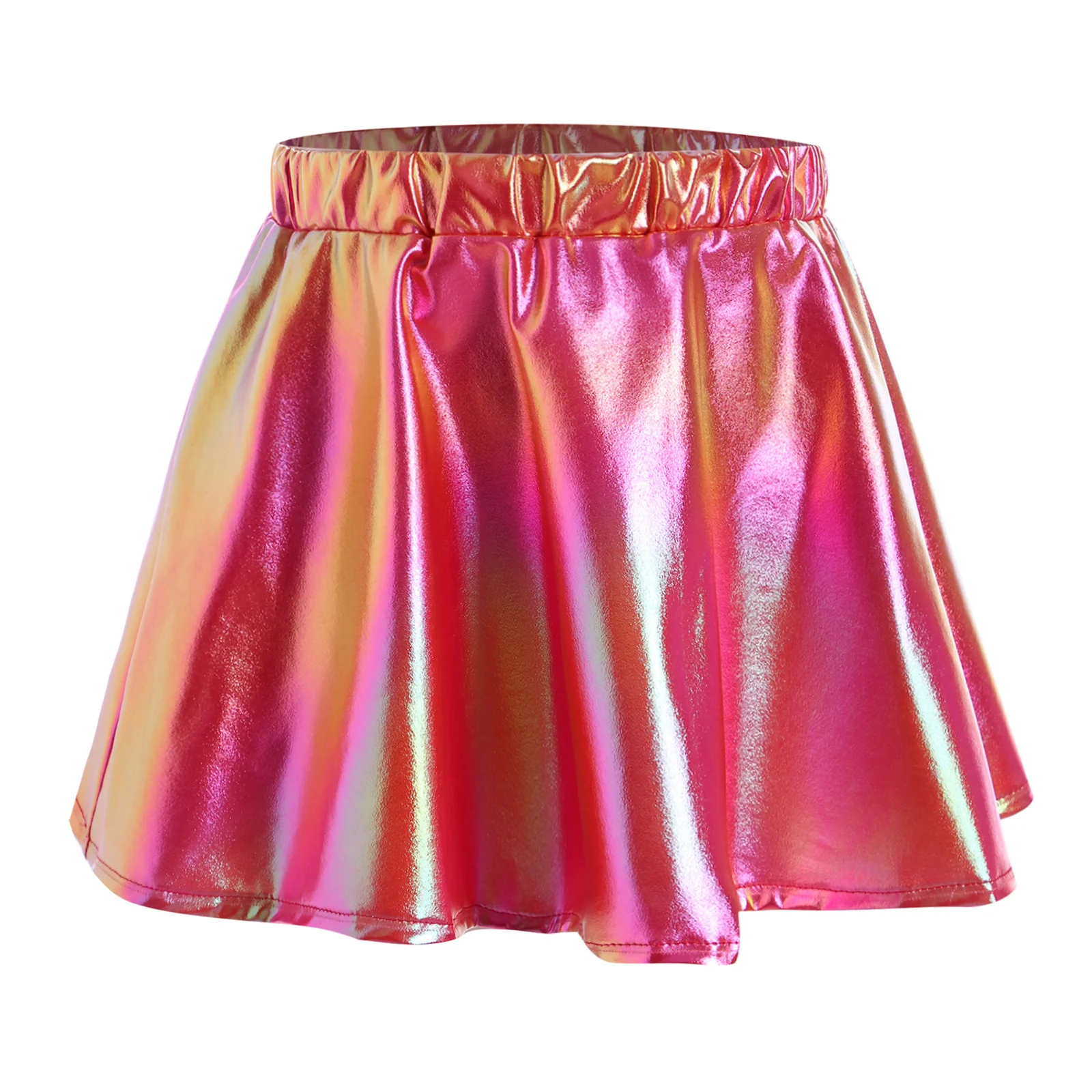 Skater Pleated Skirt A-Line Elastic Waistband Miniskirt Kids Girls Party Casual Mini Gold Silver Black Clubwear Dancewear