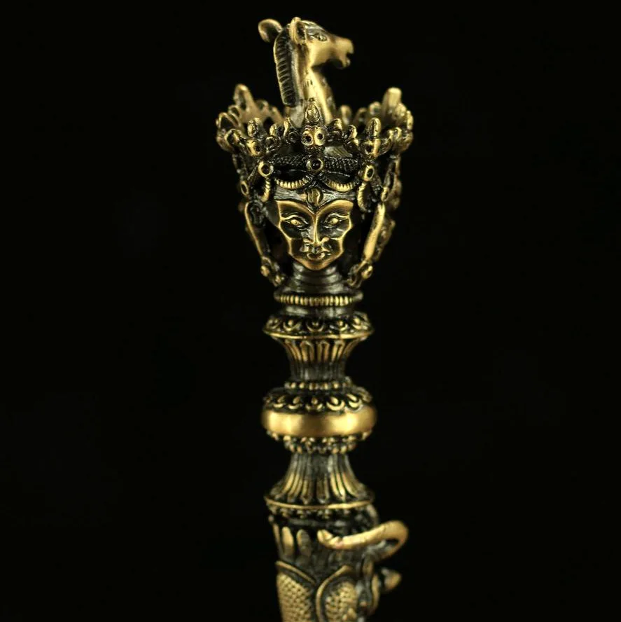 Nepalese artifact pure copper horse head Ming King Puba Vajra pestle, demon slaying pestle supplies