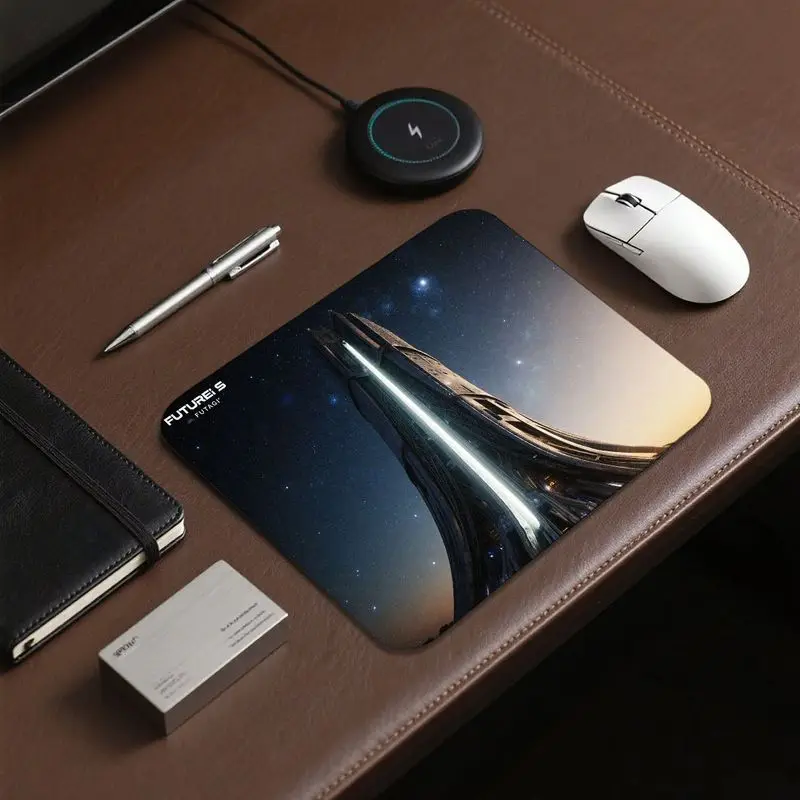 لوحة ماوس محطة الفضاء المستقبلية، قاعدة غير قابلة للانزلاق، طباعة عالية الدقة، مثالية للألعاب والاستخدام المكتبي، 26 سم × 21 سم