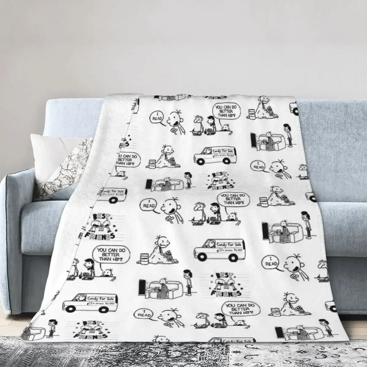 Wimpy Kid Blankets Soft Warm Flannel Throw Blanket Bedding for Bed Living room Picnic Travel Home Couch