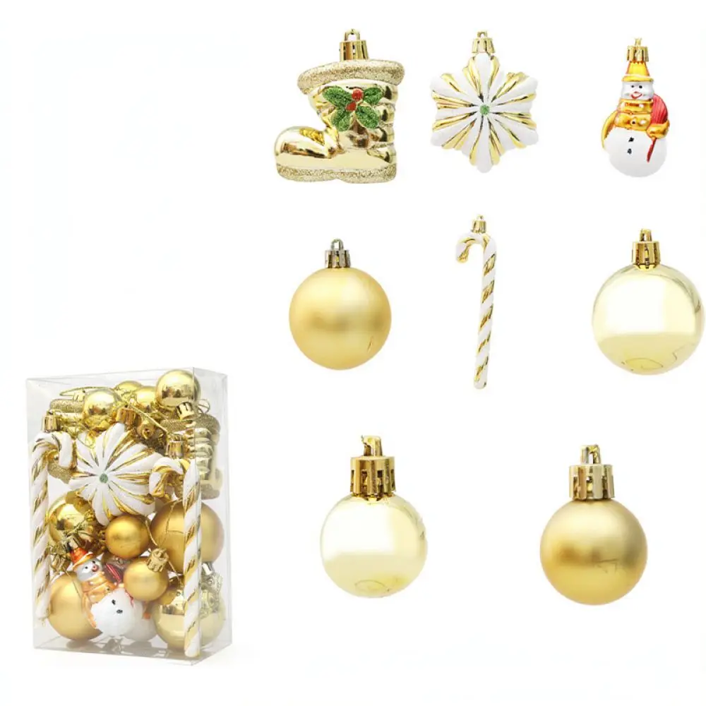 Gold Christmas Tree Ornaments Hanging Baubles Set Decorative Festive Pendants For Holiday Gift Packaging Home Decoration