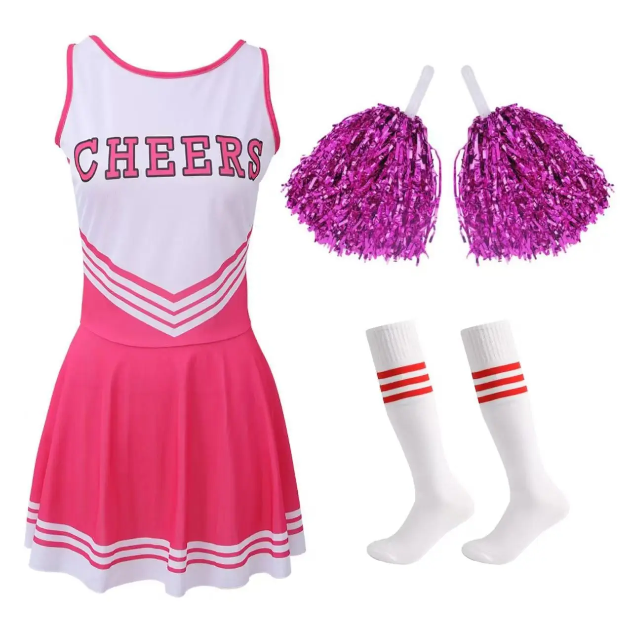 Football Stylish Cheerleader Performance Dress One Piece Soccer babe Costume Lightweight Comfortable Girls Party Dance Cosplay