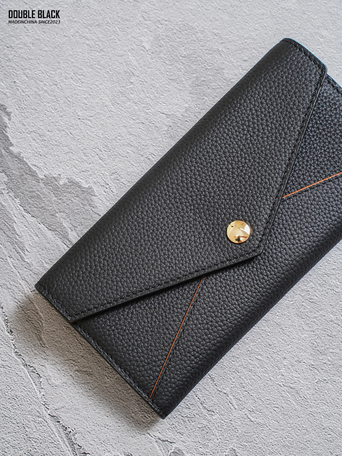 

Vintage Contrast Color Envelope Wallet Top Layer Cowhide Leather Large Capacity Multi-Function Long Design Money Clip