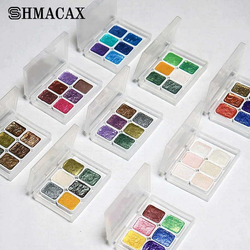 1ml 6-Farben Perle Serie Handbuch feste Aquarell Farbe Set Kunst Nagellack dekorative Aquarell