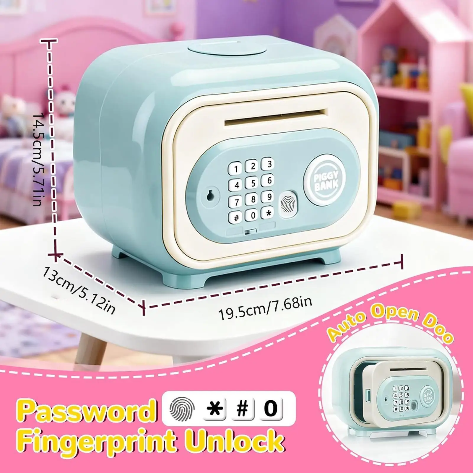 Kids Piggy Bank Fingerprint Password Electronic Savings Box Cash Coin Safe Box Toy Electric Bank For Counting Savings Ages 3-12 - view 6