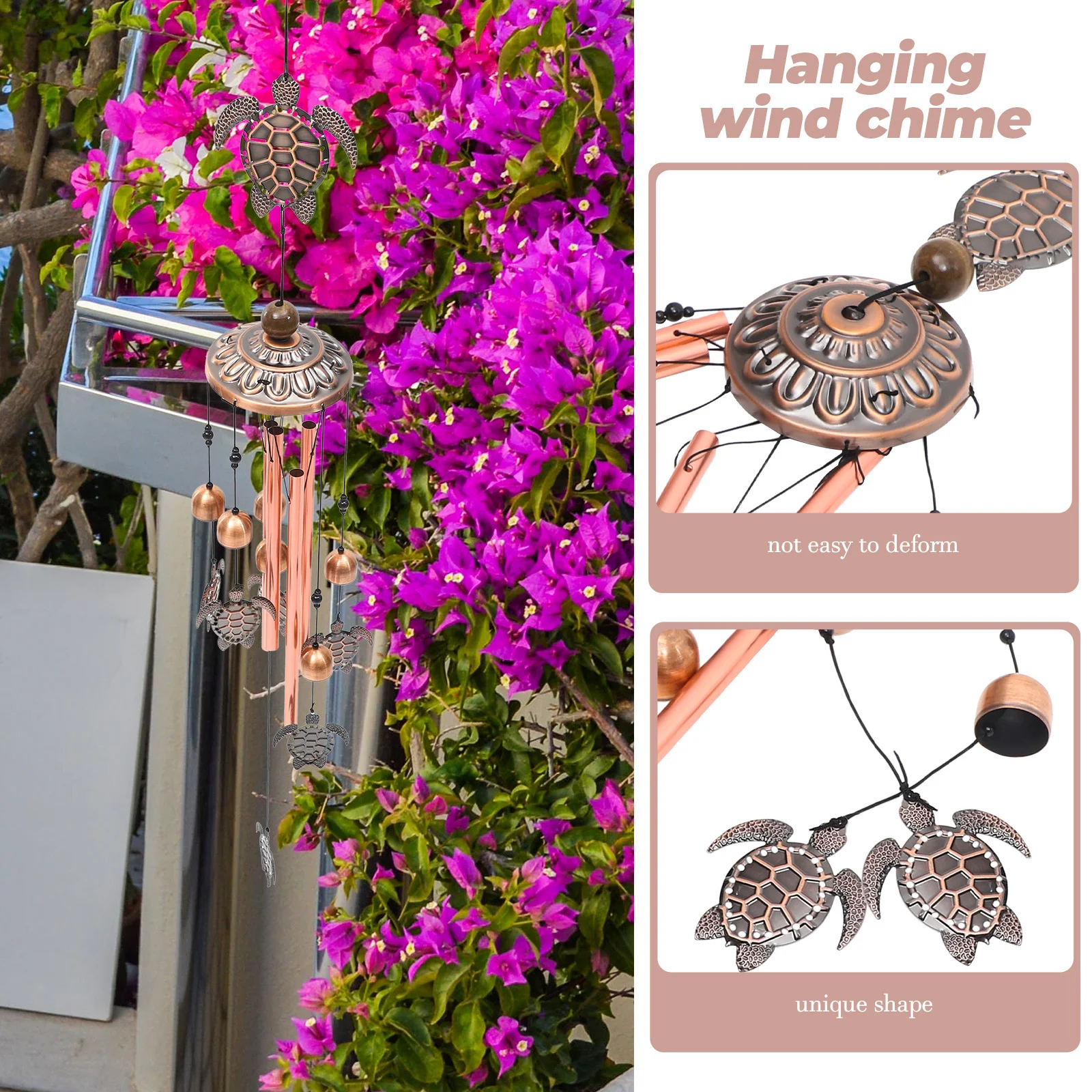 

Metal Turtle Wind Chime Delicate Design Home Wall Hanging Decor Garden Outdoor Retro Wind Bell Gift Iron Craft Chime