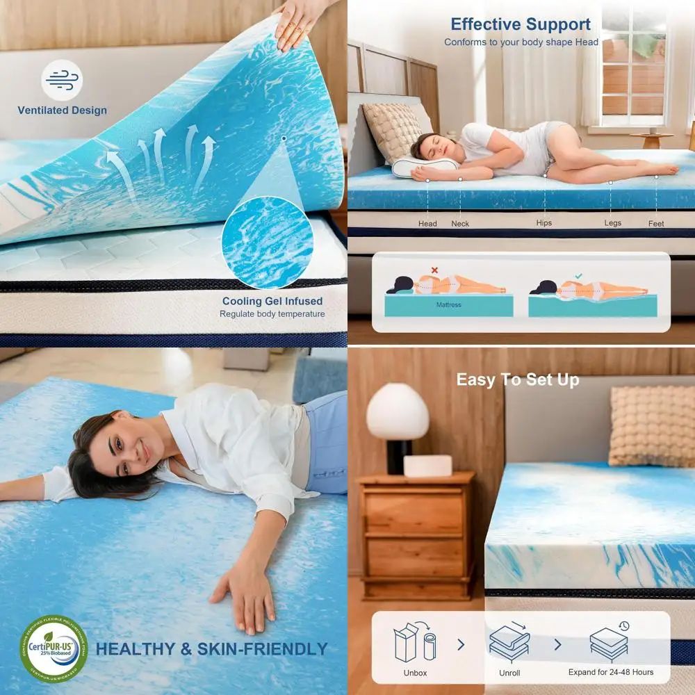 

2 Inch Queen Gel Memory Foam Topper - Cooling Bedding for Back Pain Relief and Pressure Support