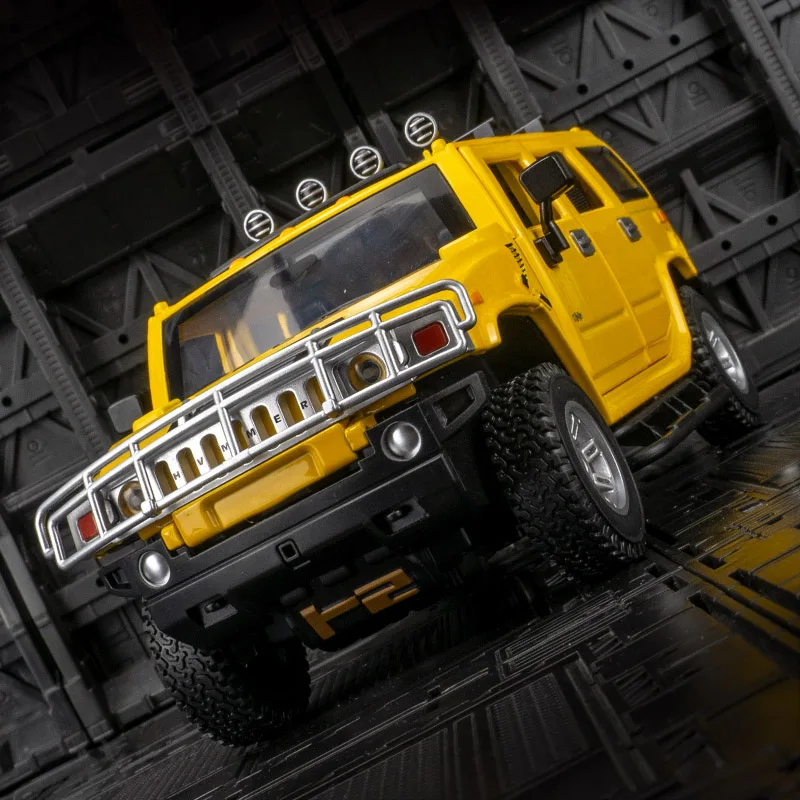 Hummer-coche todoterreno de aleación H2, vehículo de juguete fundido a presión con luz de sonido extraíble, función de suspensión de rueda trasera, regalos para niños, 1/24