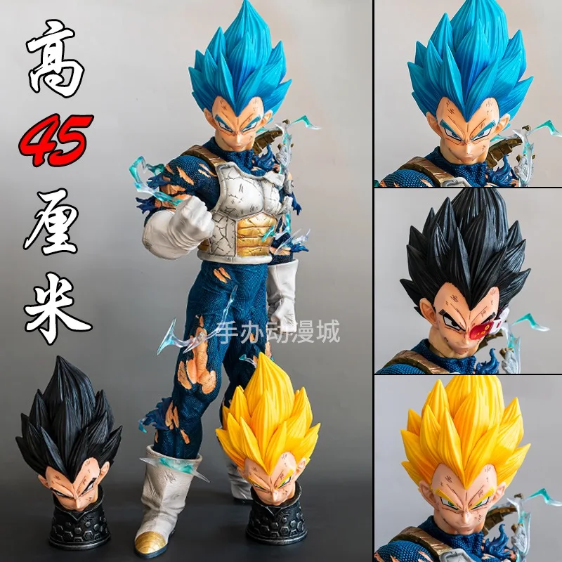 Hot 46cm Dragon Ball Z Gk Oversized Vegeta Super Saiyan White Haired Son Goku  Action Anime Figure Pvc Statue Model Figurine Toy