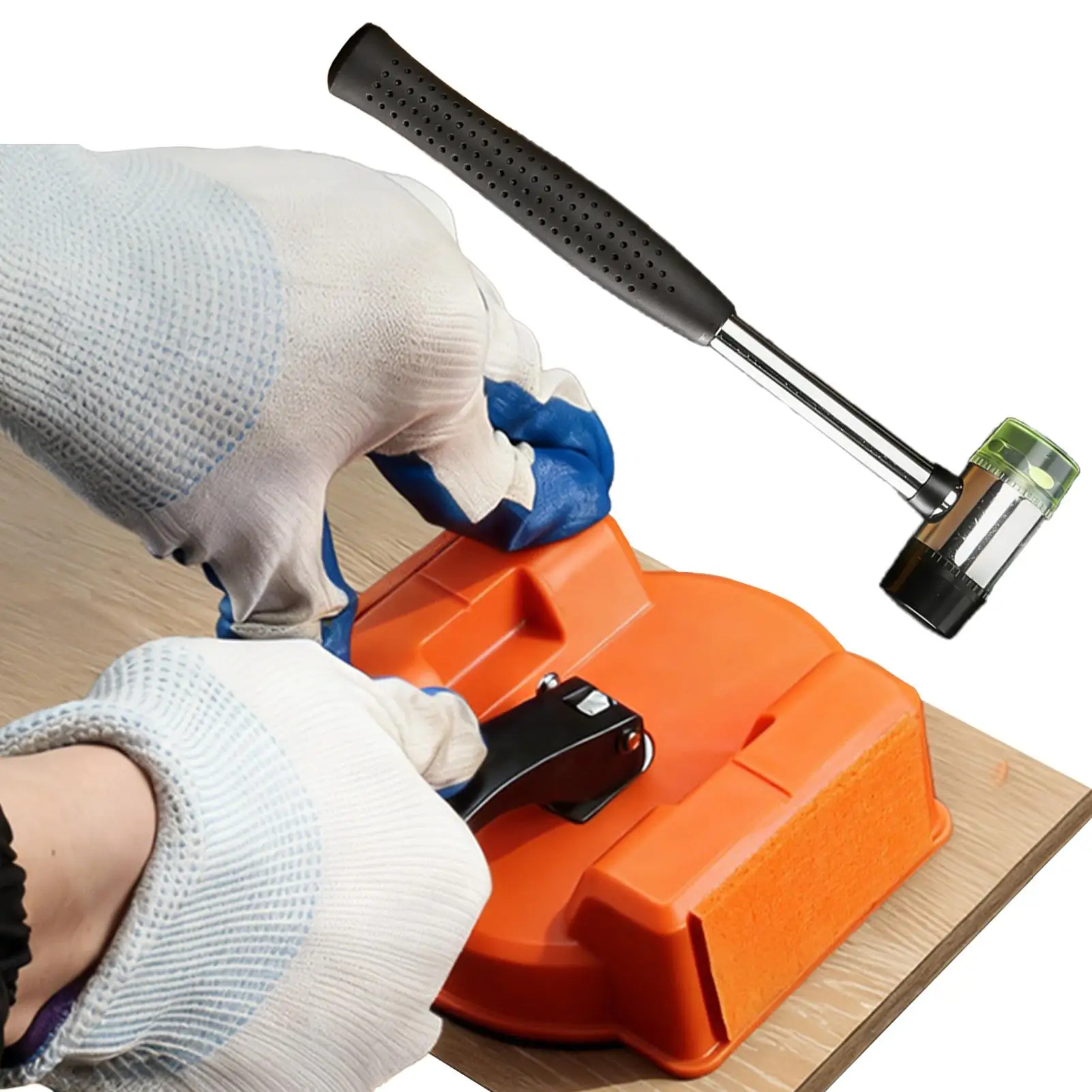 

Suction Cup Floor Crevice Fixer Heavy Duty With Rubber Hammer Double-Sided Laminate Flooring Suction Cup Tool For Hardwood